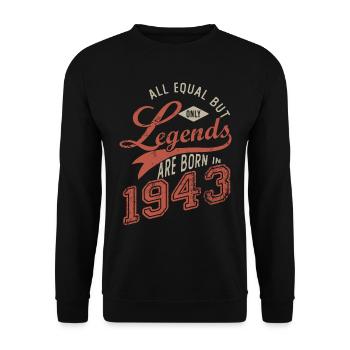 LEGENDS ARE BORN IN 1943 anniversary 79 years - Unisex Sweatshirt - black - Front - Alina (178cm) & Michal (187cm)