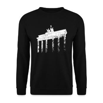 Berlin Brandenburger Tor Vintage Skyline Berliner - Unisex Pullover - Schwarz - Vorne - Alina (178cm) & Michal (187cm)