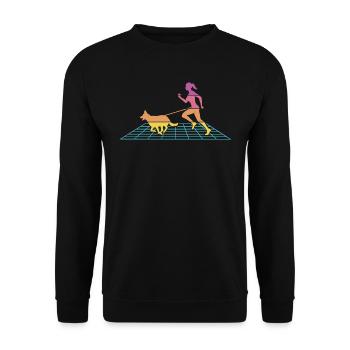 Course de canicross de cross-country avec le coureur de chien Retrowave - Sweat-shirt Unisexe - noir - Devant - Alina (178cm) & Michal (187cm)