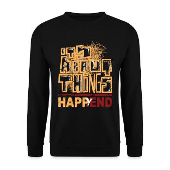 Stilvolles Graffiti und Happy - Unisex Pullover - Schwarz - Vorne - Alina (178cm) & Michal (187cm)
