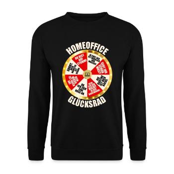 Homeoffice Glücksrad Büro Heimarbeit Home Office - Unisex Pullover - Schwarz - Vorne - Alina (178cm) & Michal (187cm)
