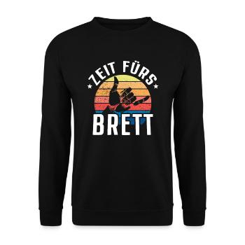 Surfer Zeit Fürs Brett Surfbrett Shaka Windsurfer - Unisex Pullover - Schwarz - Vorne - Alina (178cm) & Michal (187cm)