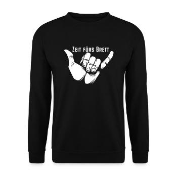 Surfer Zeit Fürs Brett Surfbrett Shaka Windsurfer - Unisex Pullover - Schwarz - Vorne - Alina (178cm) & Michal (187cm)