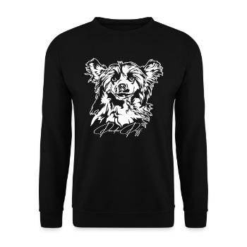 POWDER PUFF Chinese Crested Dog Portrait Wilsigns - Sweat-shirt Unisexe - noir - Devant - Alina (178cm) & Michal (187cm)