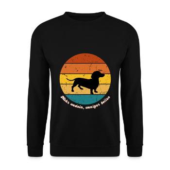 Mehr wedeln, weniger bellen Dackel - Unisex Pullover - Schwarz - Vorne - Alina (178cm) & Michal (187cm)