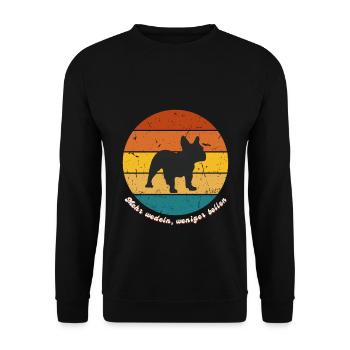 Mehr wedeln, weniger bellen Bulldogge - Unisex Pullover - Schwarz - Vorne - Alina (178cm) & Michal (187cm)