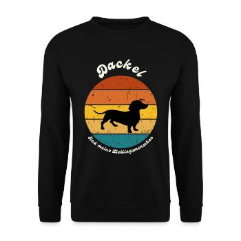 Dackel sind meine Lieblingsmenschen - Unisex Pullover - Schwarz - Vorne - Alina (178cm) & Michal (187cm)