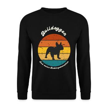 Bulldoggen sind meine Lieblingsmenschen - Unisex Pullover - Schwarz - Vorne - Alina (178cm) & Michal (187cm)