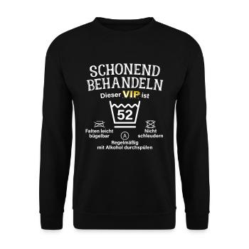 52. Geburtstag Schonend Behandeln 52 VIP ist 52 - Unisex Pullover - Schwarz - Vorne - Alina (178cm) & Michal (187cm)