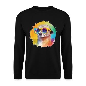 Colorful cool meerkat with sunglasses - Unisex Sweatshirt - black - Front - Alina (178cm) & Michal (187cm)