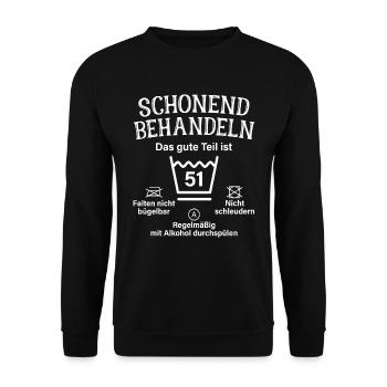 51. Geburtstag Schonend Behandeln 51 Teil Ist 51 - Unisex Pullover - Schwarz - Vorne - Alina (178cm) & Michal (187cm)