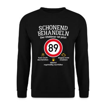 89. Geburtstag Schonend Behandeln Oldtimer Ist 89 - Unisex Pullover - Schwarz - Vorne - Alina (178cm) & Michal (187cm)