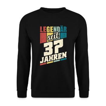 37. Geburtstag Legendär Seit 37 Jahren Legende 37 - Unisex Pullover - Schwarz - Vorne - Alina (178cm) & Michal (187cm)