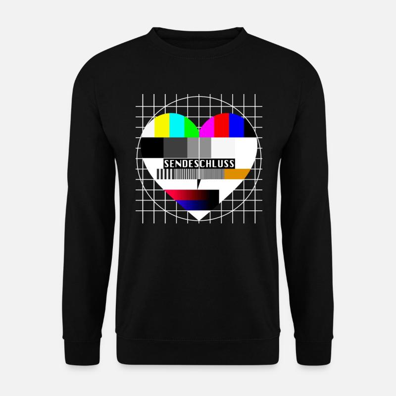 Testbild Herz Sendeschluss 90er Party 80er Jahre - Unisex Pullover - Schwarz