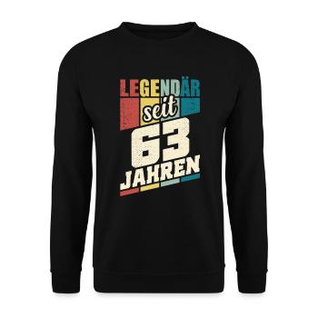 63. Geburtstag Legendär Seit 63 Jahren Legende 63 - Unisex Pullover - Schwarz - Vorne - Alina (178cm) & Michal (187cm)