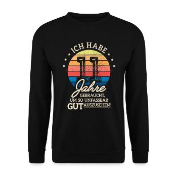 11. Geburtstag Geschenk Habe 11 Jahre Gebraucht - Unisex Pullover - Schwarz - Vorne - Alina (178cm) & Michal (187cm)