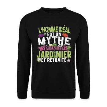 Jardinier Retraité Papy Retraite Cadeau Jardinage - Sweat-shirt Unisexe - noir - Devant - Alina (178cm) & Michal (187cm)