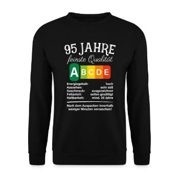 95 Jahre Feinste Qualität Geschenk 95. Geburtstag - Unisex Pullover - Schwarz - Vorne - Alina (178cm) & Michal (187cm)