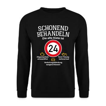 24. Geburtstag Schonend Behandeln 24 Alte Kiste 24 - Unisex Pullover - Schwarz - Vorne - Alina (178cm) & Michal (187cm)