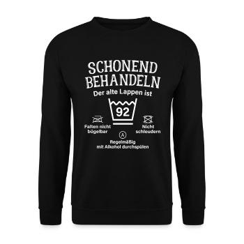 92. Geburtstag Schonend Behandeln Alte Lappen 92 - Unisex Pullover - Schwarz - Vorne - Alina (178cm) & Michal (187cm)