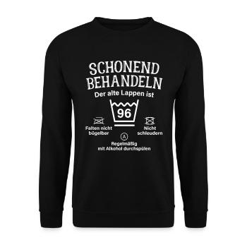96. Geburtstag Schonend Behandeln Alte Lappen 96 - Unisex Pullover - Schwarz - Vorne - Alina (178cm) & Michal (187cm)