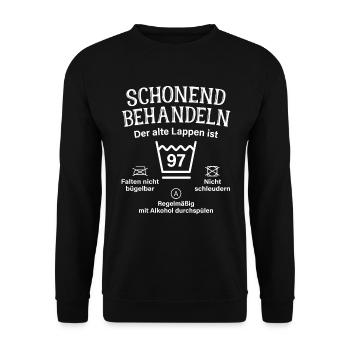 97. Geburtstag Schonend Behandeln Alte Lappen 97 - Unisex Pullover - Schwarz - Vorne - Alina (178cm) & Michal (187cm)