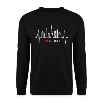 Dubai Skyline Heartbeat Burj Khalifa Silhouette - Unisex Sweatshirt - black - Front - Alina (178cm) & Michal (187cm)