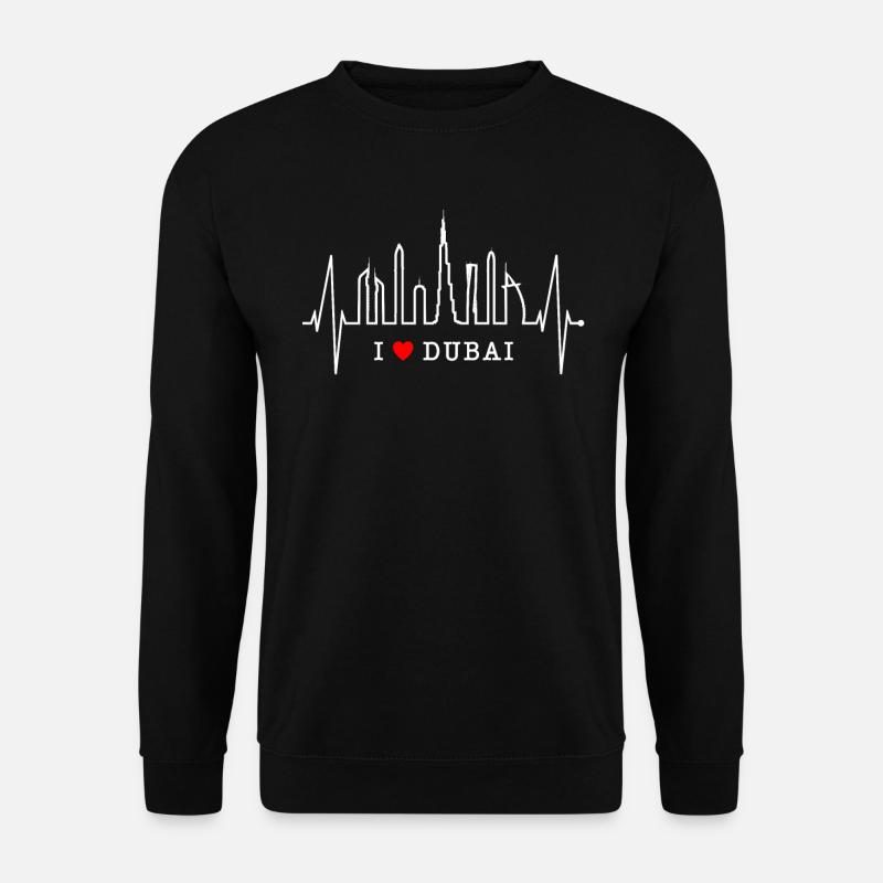Dubai Skyline Herzschlag Burj Khalifa Silhouette - Unisex Pullover - Schwarz