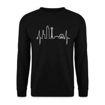 Seattle Skyline Heartbeat USA Fan Heart Pulse Love - Unisex Sweatshirt - black - Front - Alina (178cm) & Michal (187cm)