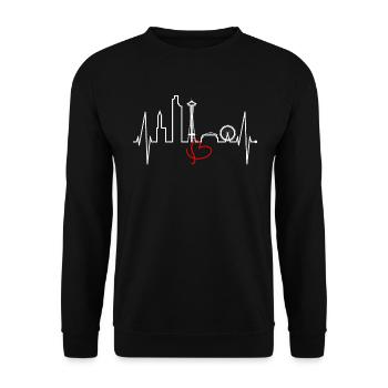 Seattle Skyline Heartbeat USA Fan Heart Pulse Love - Unisex Sweatshirt - black - Front - Alina (178cm) & Michal (187cm)