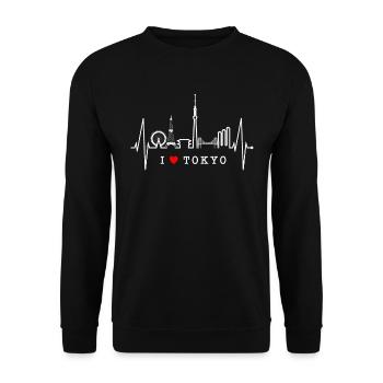 Tokyo Skyline Heartbeat Japan Heart I Love Tokyo - Unisex Sweatshirt - black - Front - Alina (178cm) & Michal (187cm)