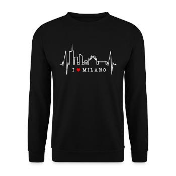 Mailand Skyline Italien Herzschlag Fan Love Milano - Unisex Pullover - Schwarz - Vorne - Alina (178cm) & Michal (187cm)