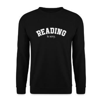 Reading Is Sexy Leseratte Bücherwurm Bücher Lesen - Unisex Pullover - Schwarz - Vorne - Alina (178cm) & Michal (187cm)