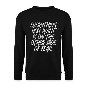 Everything You Want Motivation vs. Comfort Zone - Unisex Sweatshirt - black - Front - Alina (178cm) & Michal (187cm)
