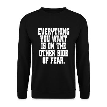 Everything You Want Motivation vs. Comfort Zone - Unisex Sweatshirt - black - Front - Alina (178cm) & Michal (187cm)
