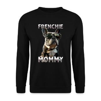 Frenchie Mommy Mama Muttertag Französische Dogge - Unisex Pullover - Schwarz - Vorne - Alina (178cm) & Michal (187cm)