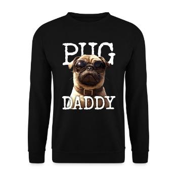 Pug Daddy Mops Papa Vatertag Pug Dad Süßer Mops - Unisex Pullover - Schwarz - Vorne - Alina (178cm) & Michal (187cm)