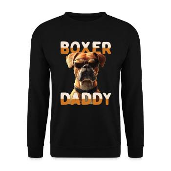 Allemand Boxer Papa Chien Papa Fête des Pères Boxer Papa - Sweat-shirt Unisexe - noir - Devant - Alina (178cm) & Michal (187cm)