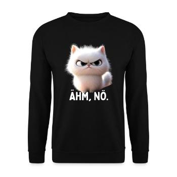 Ähm Nö Katze Nein No Faulenzer Neinsagen Katzen - Unisex Pullover - Schwarz - Vorne - Alina (178cm) & Michal (187cm)