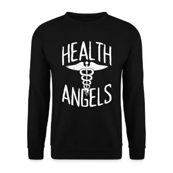 Health Angels Arzt Krankenschwester Ärztin Notarzt - Unisex Pullover - Schwarz - Vorne - Alina (178cm) & Michal (187cm)