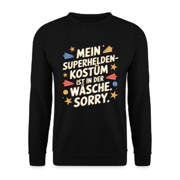 Le costume de super-héros est dans la blanchisserie Carnaval Cologne - Sweat-shirt Unisexe - noir - Devant - Alina (178cm) & Michal (187cm)