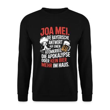Joa Mei Bayerischer Sarkasmus Egal Dialekt Bier - Unisex Pullover - Schwarz - Vorne - Alina (178cm) & Michal (187cm)