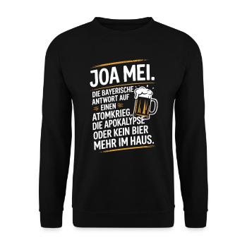Joa Mei Bayerischer Sarkasmus Egal Dialekt Bier - Unisex Pullover - Schwarz - Vorne - Alina (178cm) & Michal (187cm)