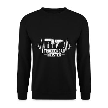 Trockenbauer Trockenbau Herzschlag Spachtel - Unisex Pullover - Schwarz - Vorne - Alina (178cm) & Michal (187cm)