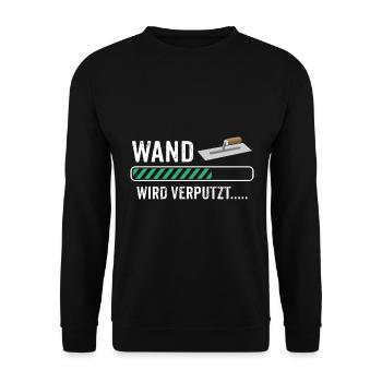 Stuckateur Wand verputzen Verputzer - Unisex Pullover - Schwarz - Vorne - Alina (178cm) & Michal (187cm)