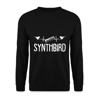 Synthesizer Vogel Herzschlag Keyboard Synth - Unisex Pullover - Schwarz - Vorne - Alina (178cm) & Michal (187cm)