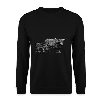 Vache avec veau - Sweat-shirt Unisexe - noir - Devant - Alina (178cm) & Michal (187cm)