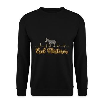 Esel Flüsterer Herzschlag Bauernhof Spruch - Unisex Pullover - Schwarz - Vorne - Alina (178cm) & Michal (187cm)