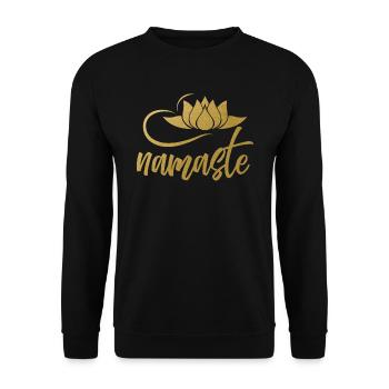 Namaste Yoga Lotusblüte Geist Joga Bewusstsein - Unisex Pullover - Schwarz - Vorne - Alina (178cm) & Michal (187cm)