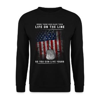 Honorer ceux qui placent leur vie en jeu - Sweat-shirt Unisexe - noir - Devant - Alina (178cm) & Michal (187cm)